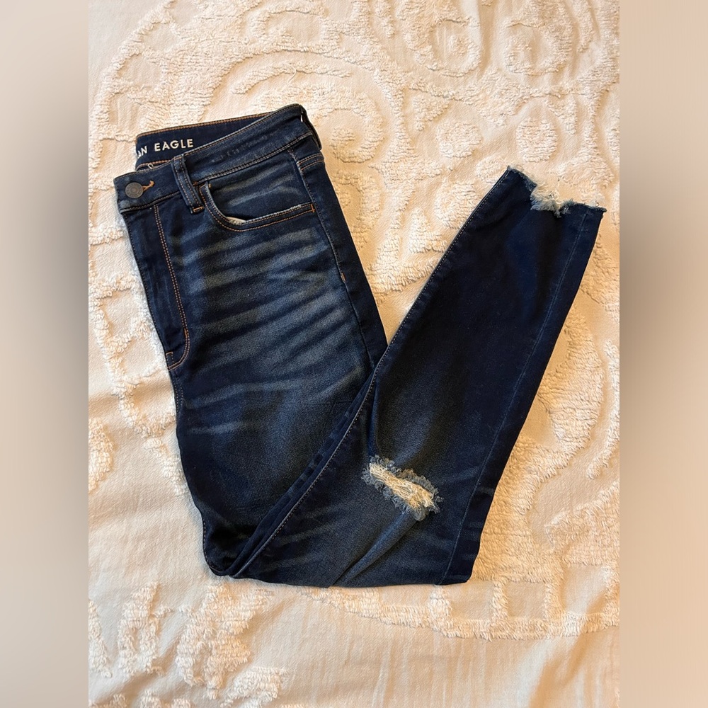 American Eagle Next Level Stretch Distressed Straight Skinny Jeans